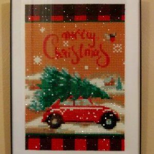 Framed Xmas Tree and Car Diamond Painting